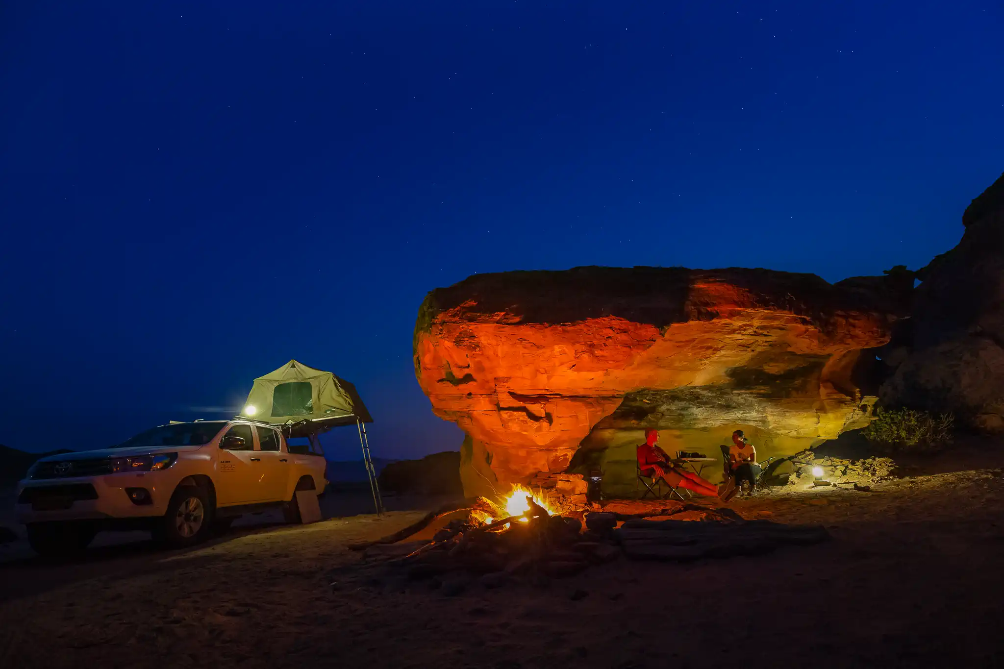 Campsite at night during a classic Namibia private safari.
