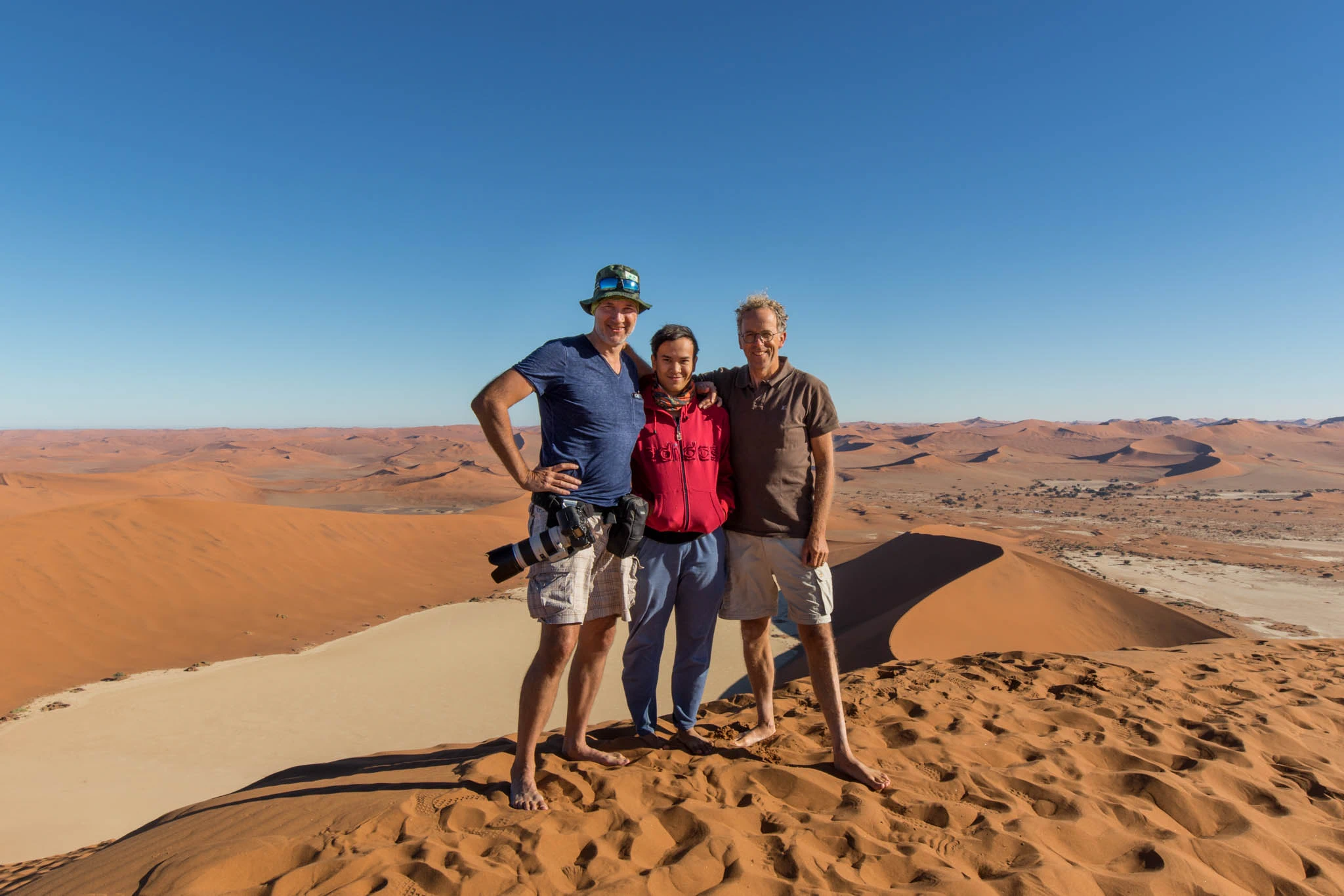 On top of the Big Daddy sand dune in Sossusvlei, Namibia