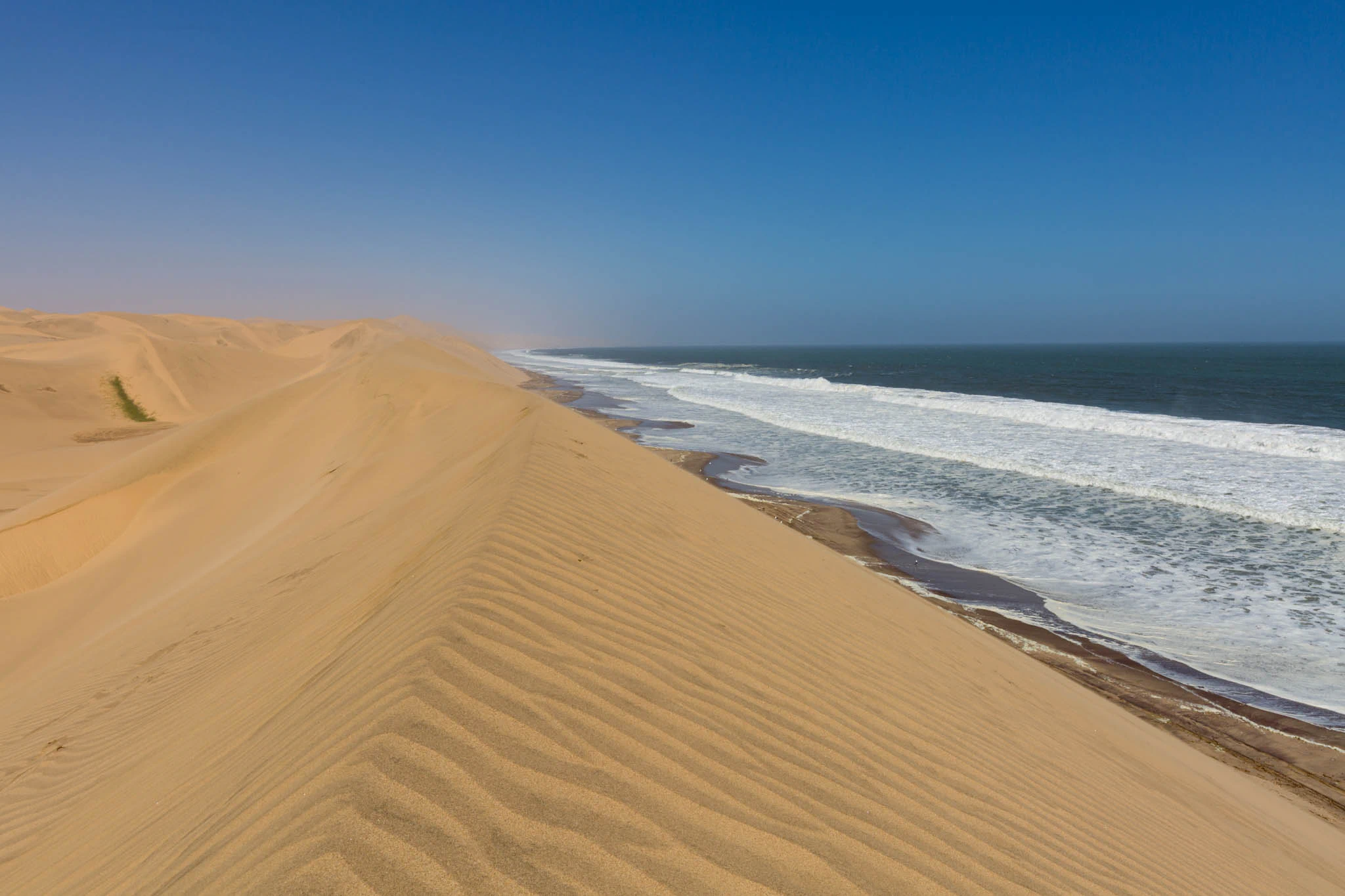 Namib Desert meets Atlantic Ocean near Walvis Bay, Namibia